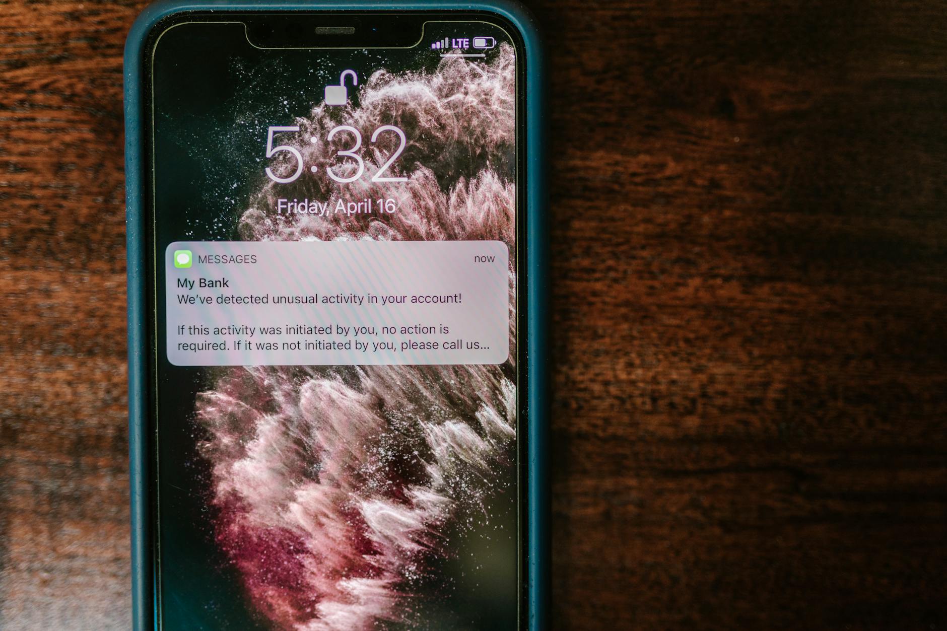 Smartphone displaying emergency alert notification on screen