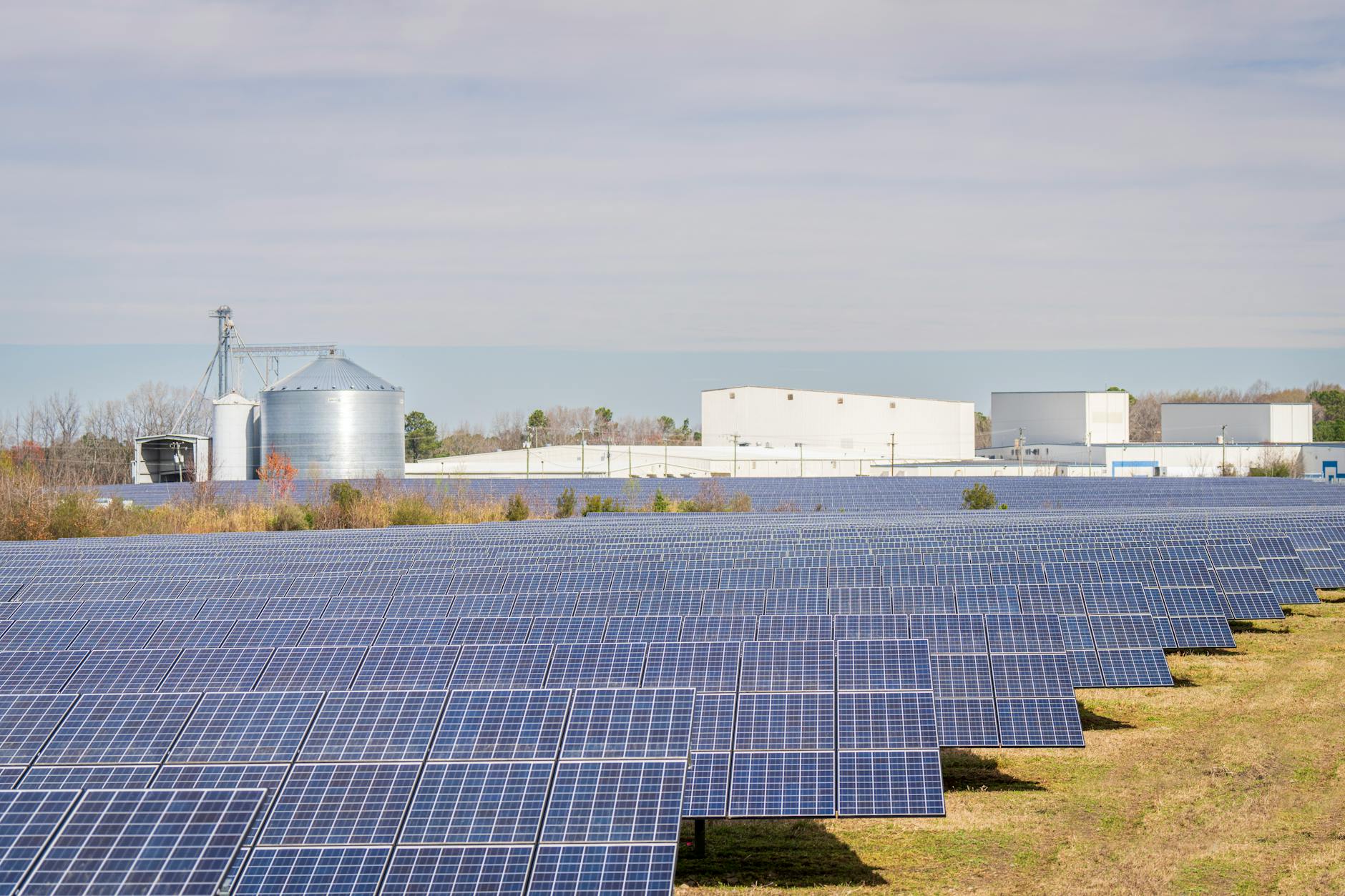 Large solar panel installation representing renewable energy investments driven by ESG criteria