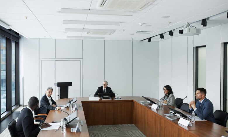 Professional business meeting with employees discussing workplace wellness initiatives