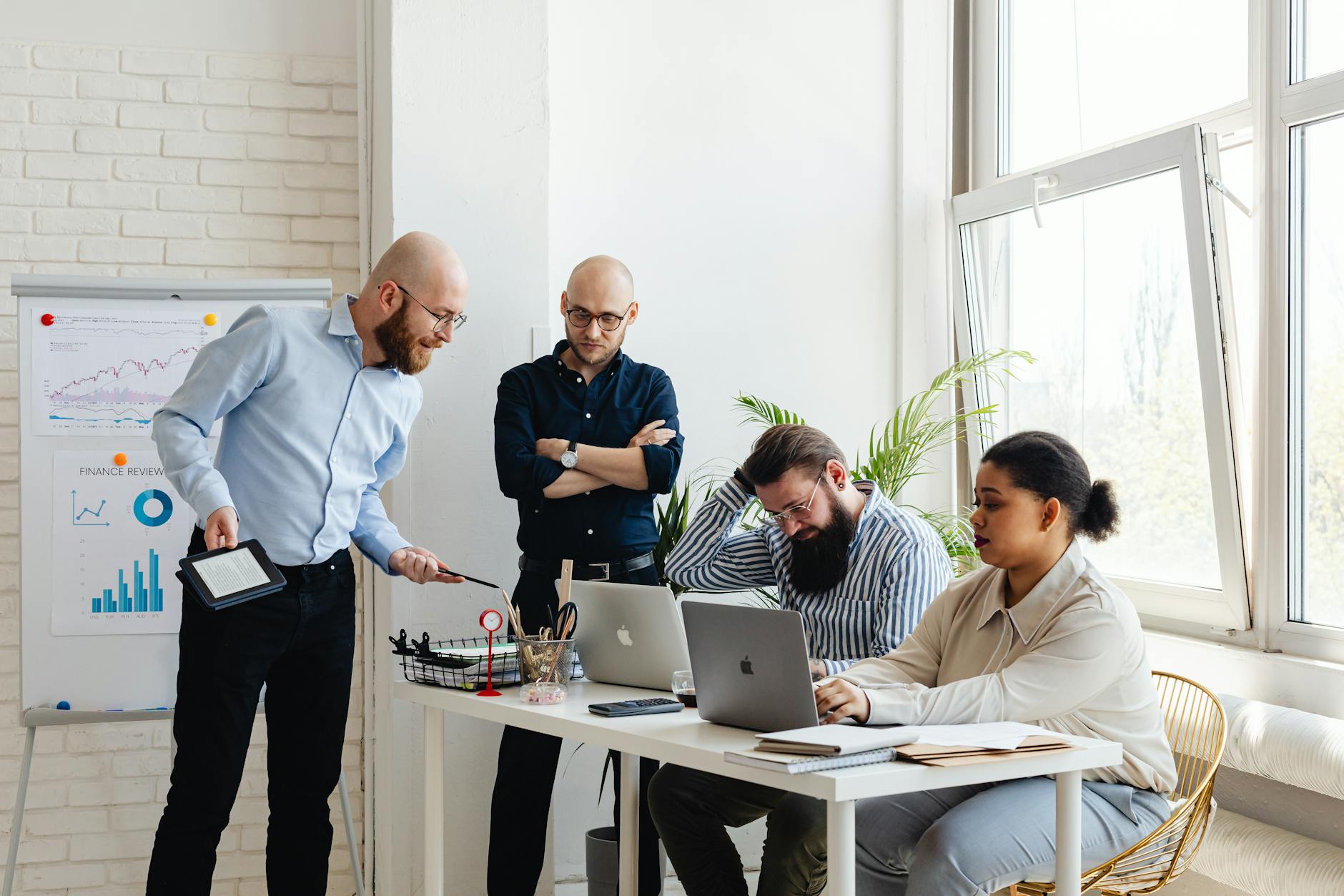 Professional business meeting in modern office setting