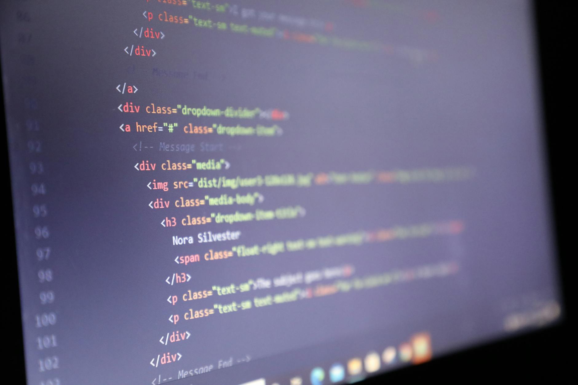Close-up view of computer screen showing code and programming interface for skills assessment