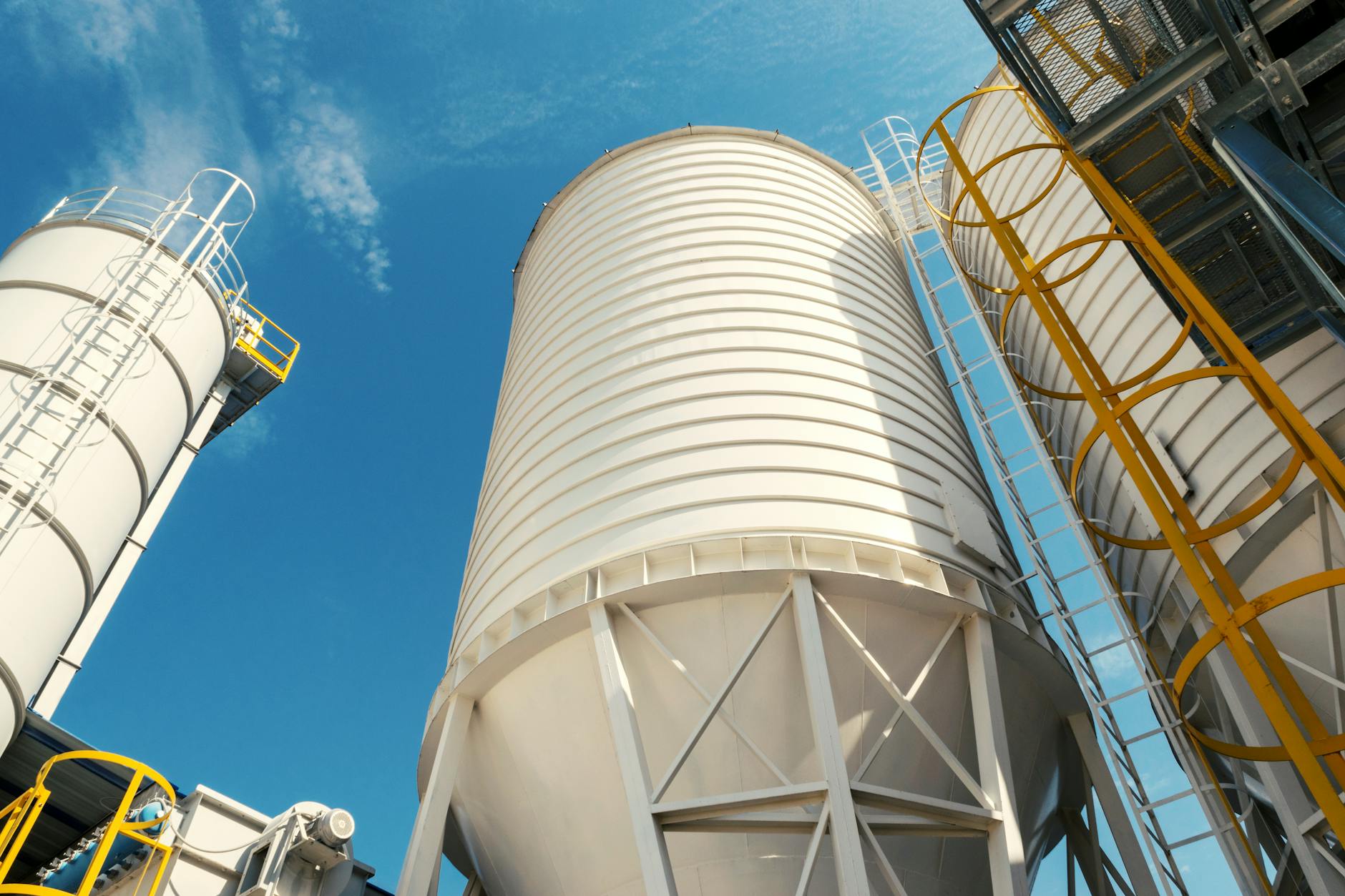 Large-scale industrial manufacturing plant with processing equipment and infrastructure