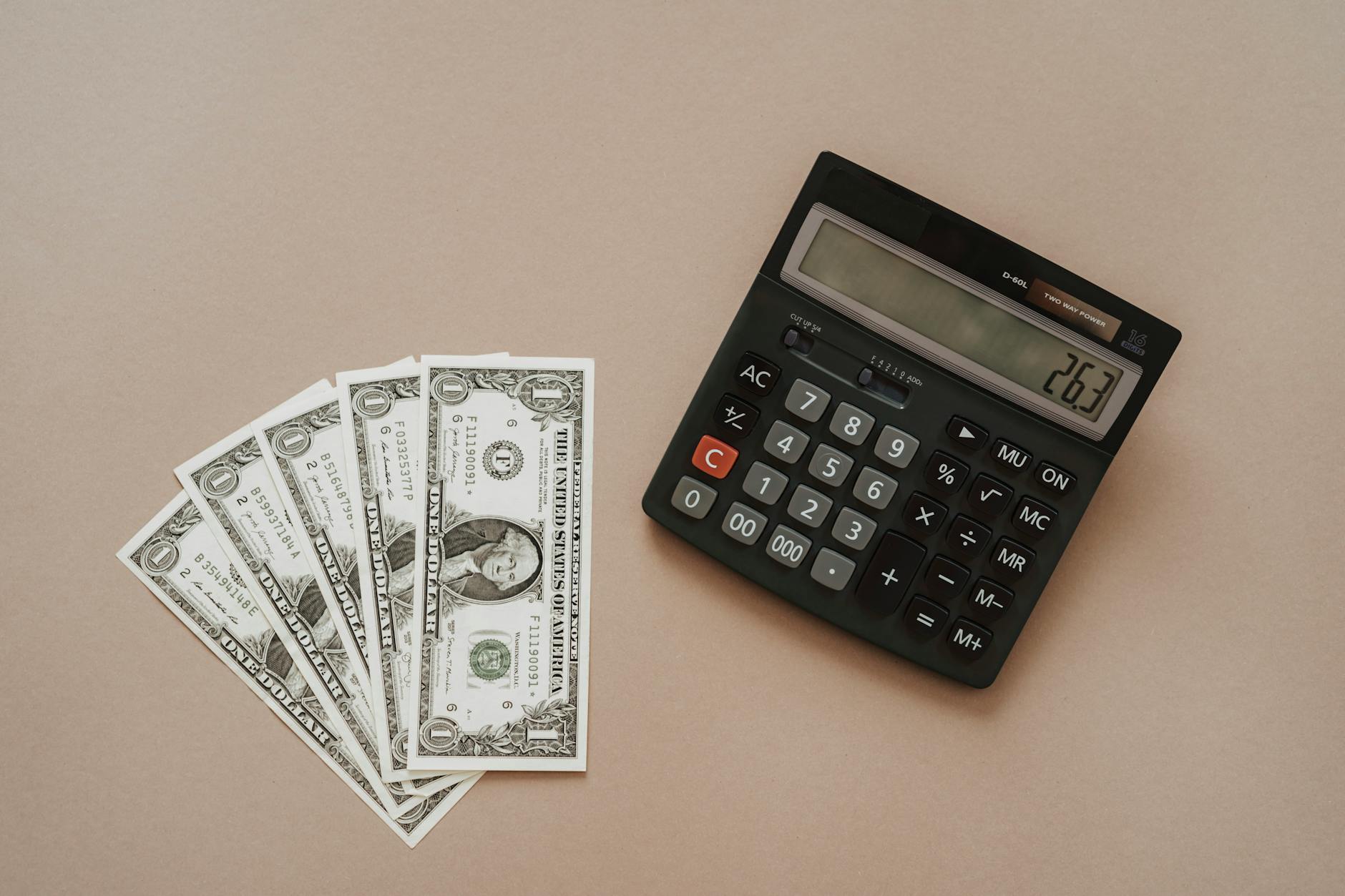 Financial documents and calculator showing budget planning and cost analysis for marketing campaigns