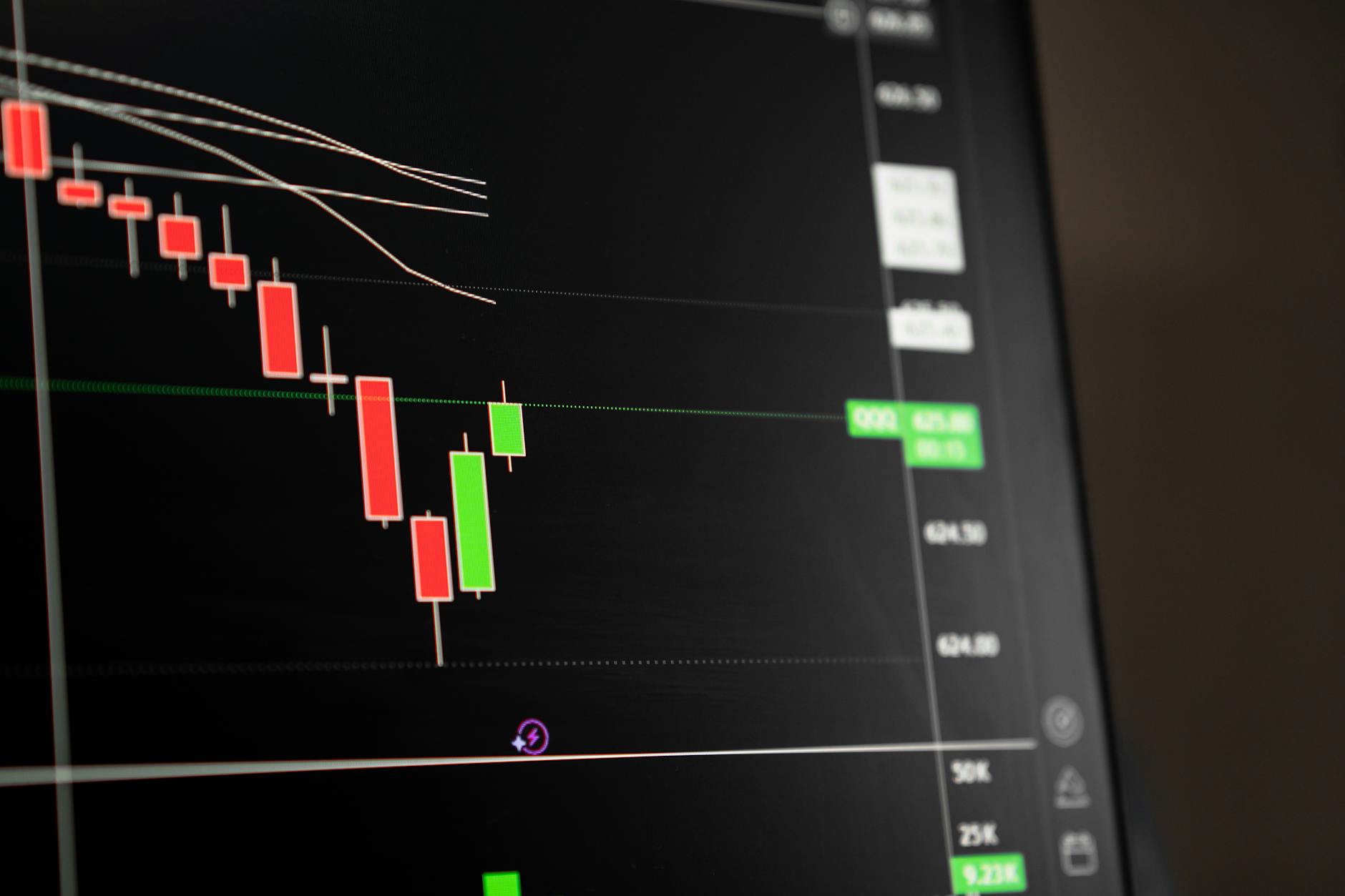 Stock market ticker display showing financial data and trading information