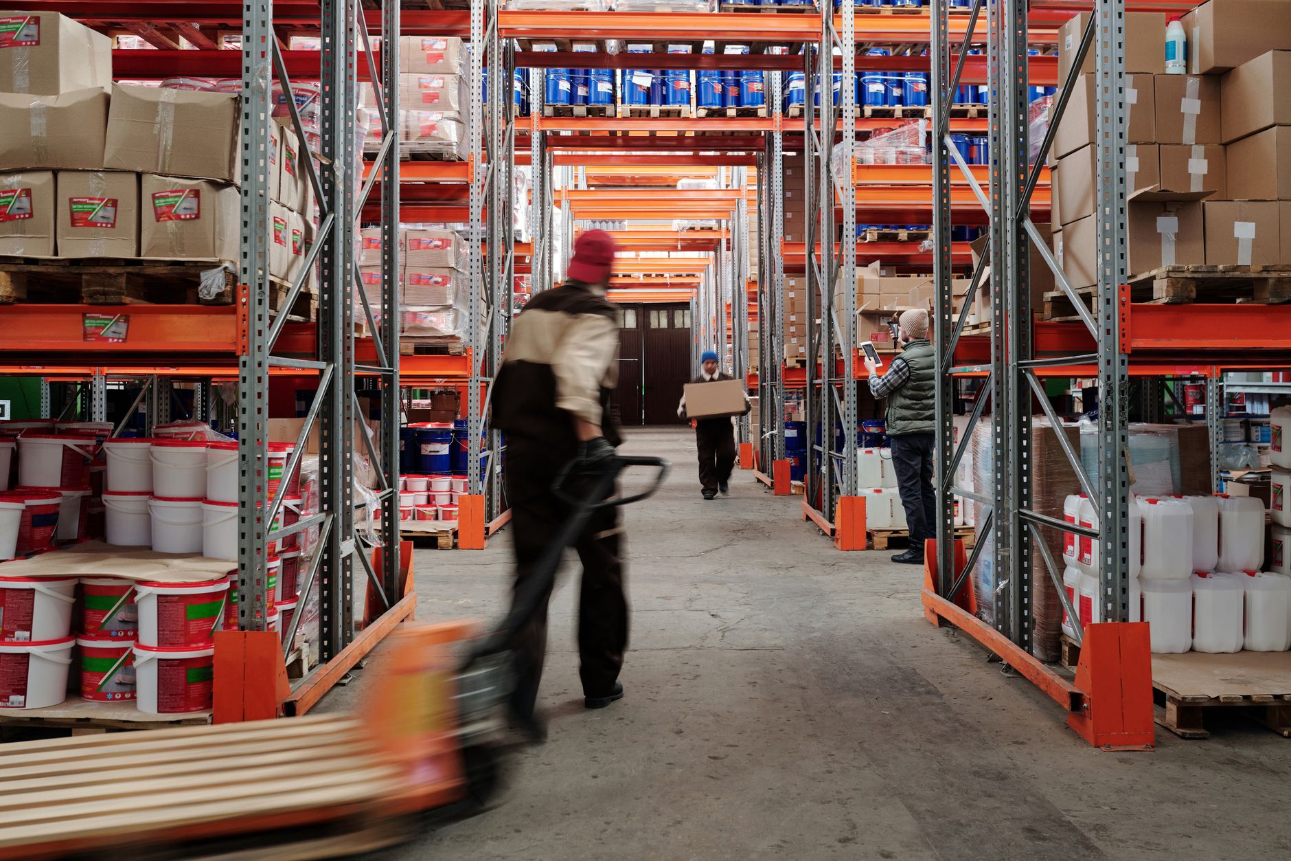Rows of medical equipment in a warehouse representing durable medical equipment supply operations