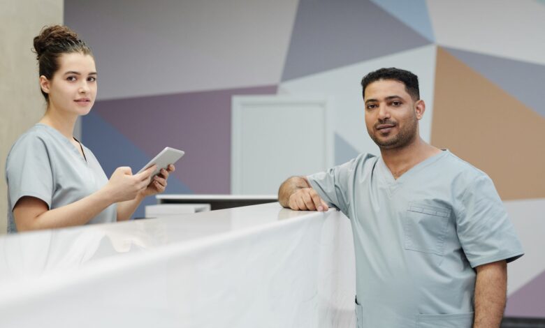 A modern gastroenterology clinic reception area representing regional medical practice consolidation